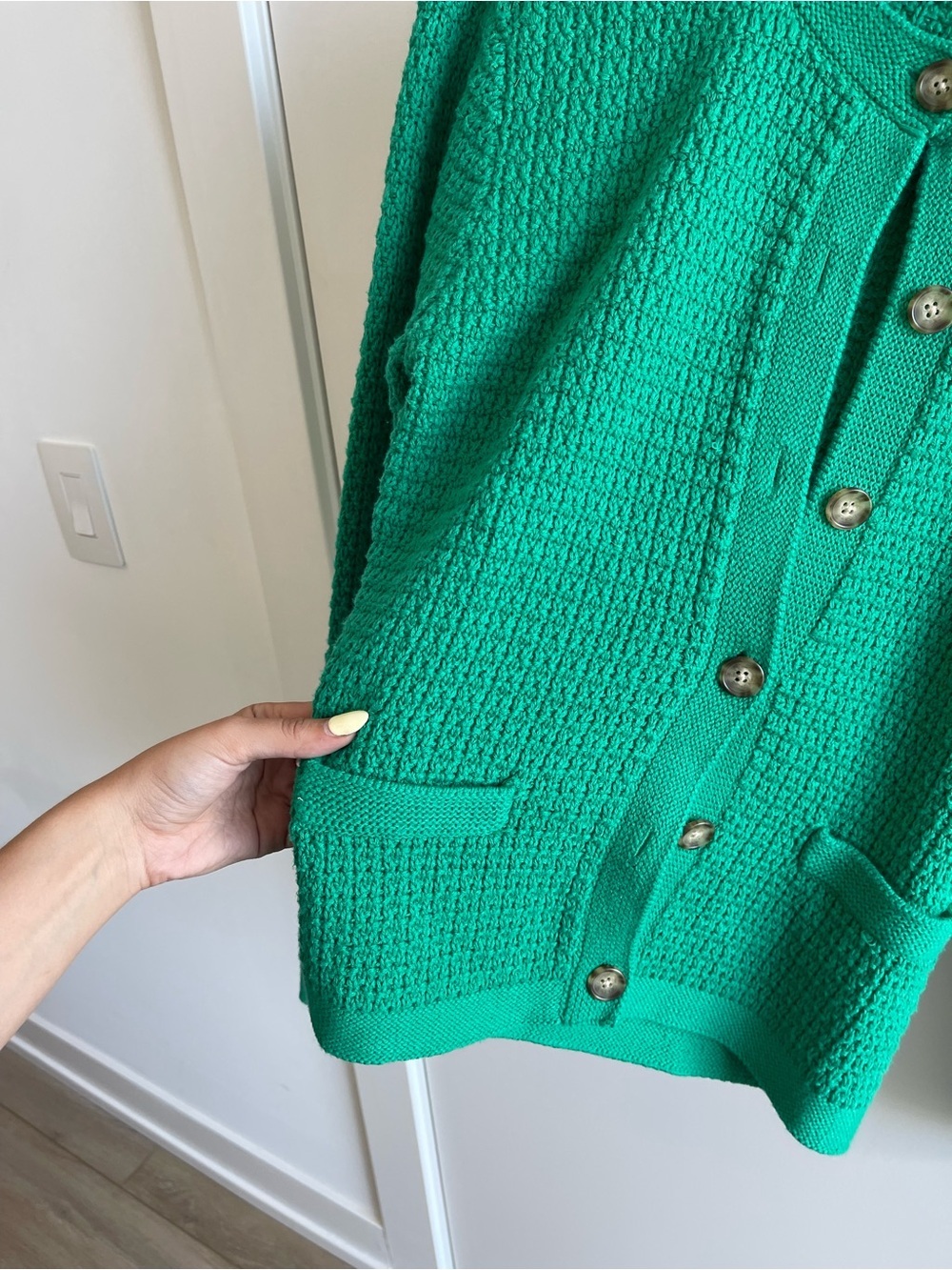 J Crew Classic Textured Green Cardigan Sweater - Picture 2 of 5